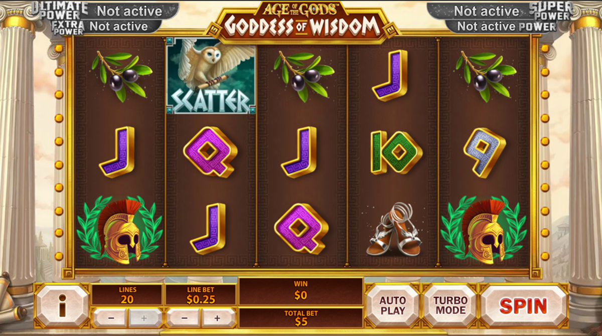 age of the gods goddess of wisdom playtech