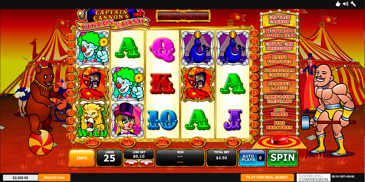 captains cannons circus of cash playtech