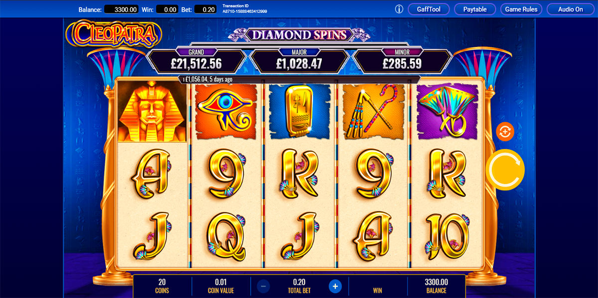cleopatra diamond spins igt